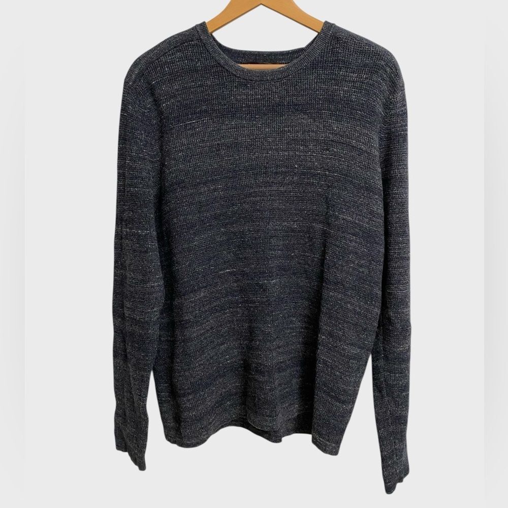 Michael Kors Wool Blend Charcoal Melange Crewneck Sweater Men XL Textured Preppy